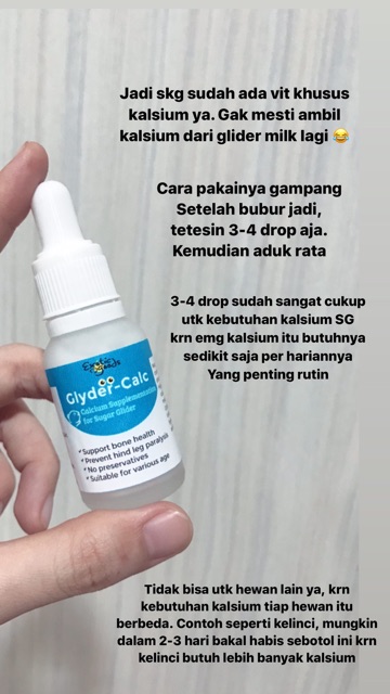 GLYDER CALC 15ml KALSIUM SUGAR GLIDER VITAMIN KALSIUM SG VITAMIN SUGAR GLIDER MAKANAN SUGAR GLIDER