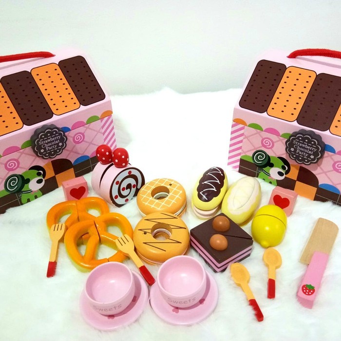 Snack Kue Mainan Kayu Wooden Toys Pretend Play Mianan Edukasi