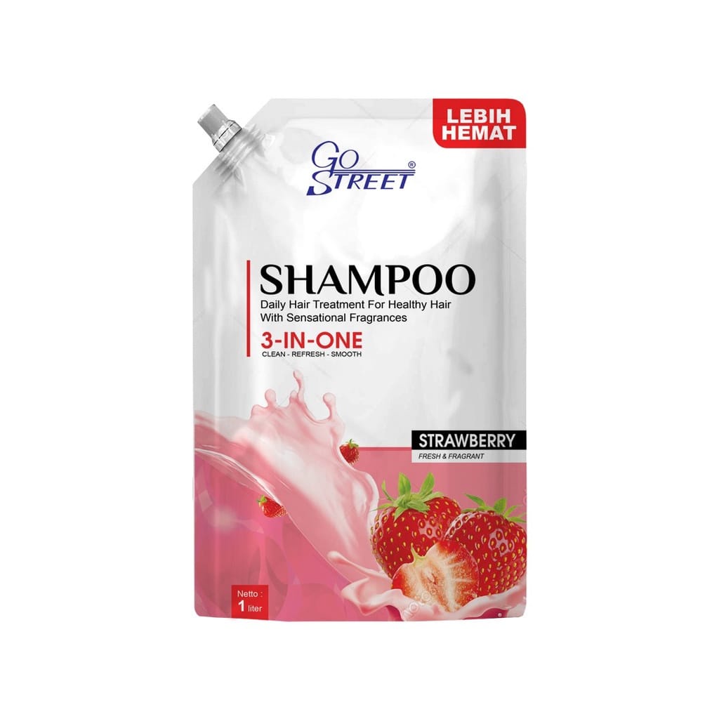 GO STREET Shampoo /Conditioner Professional Varian Strawberry 1 Liter Kemasan Refill