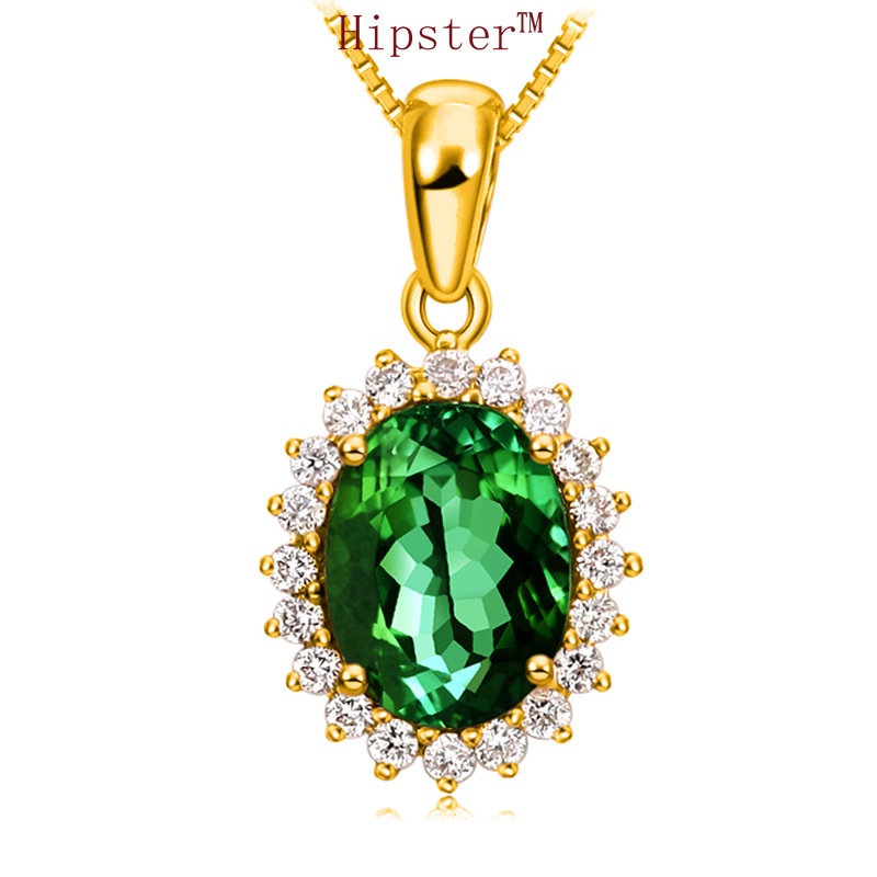 Retro Affordable Luxury Diamond Personality, Elegance and Simplicity Emerald SUNFLOWER Pendant Necklace