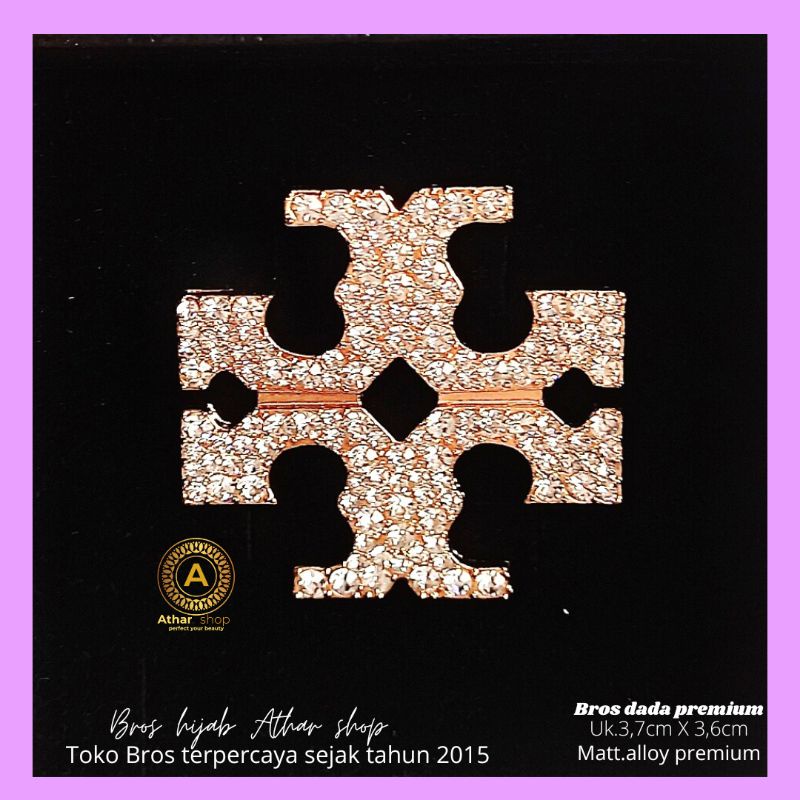 Bros B/bross signature branded /brooch button/Bros hijab buttonscarves Athar shop scarves murah-Tory permata gold