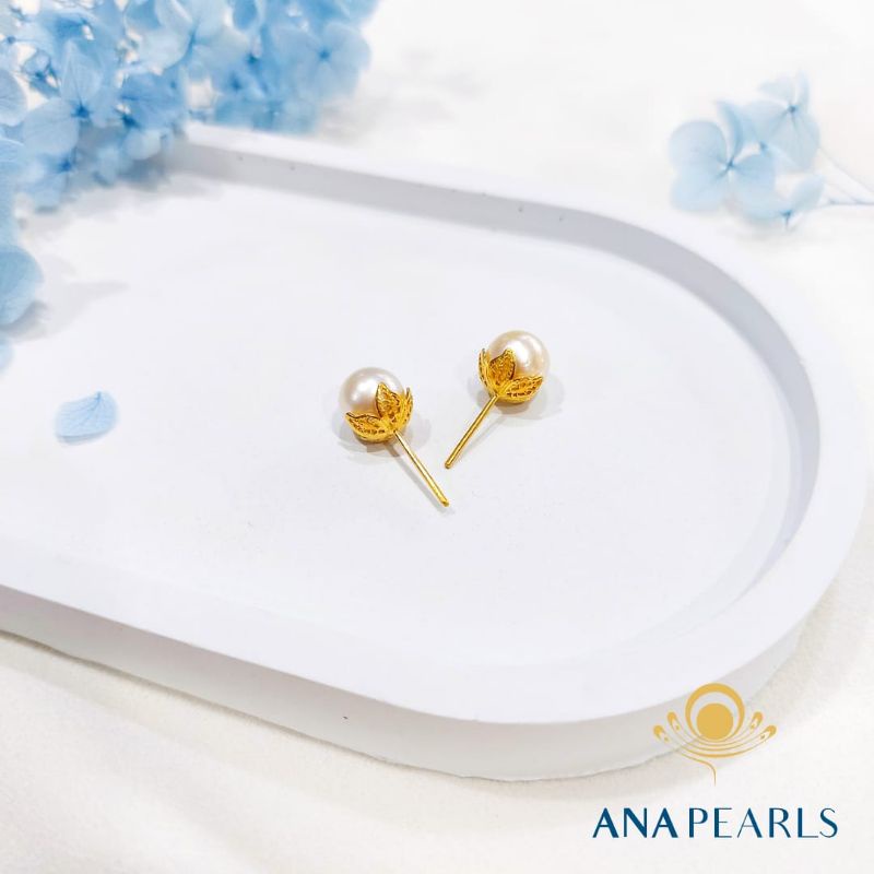 Giwang Emas Mutiara Air Laut Asli