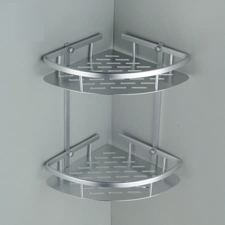 Rak sudut dinding toilet stainless kamar mandi holder sabun shampoo on