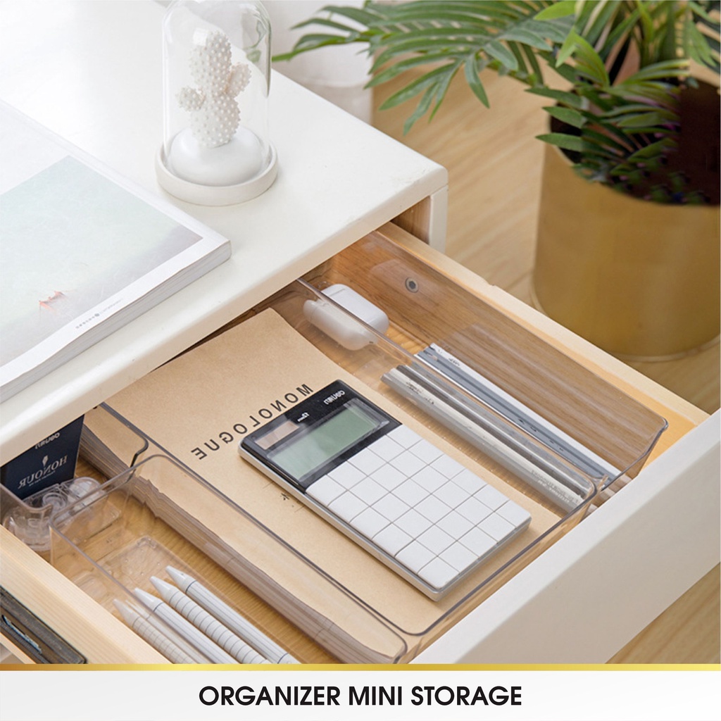 Acrylic Akrilik Storage Drawer Kotak Pembatas Sekat Laci Organizer Organiser Stationery Sendok Meja Dapur Plastik Acrylic