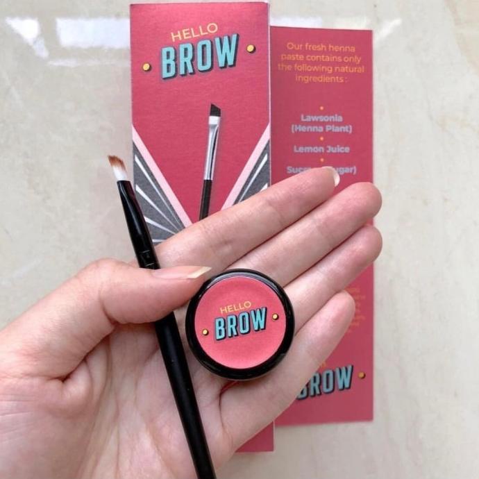 HELLO BROW SET (HENNA+KUAS) - Henna Alis Halal Arab Bahan Alami ORI