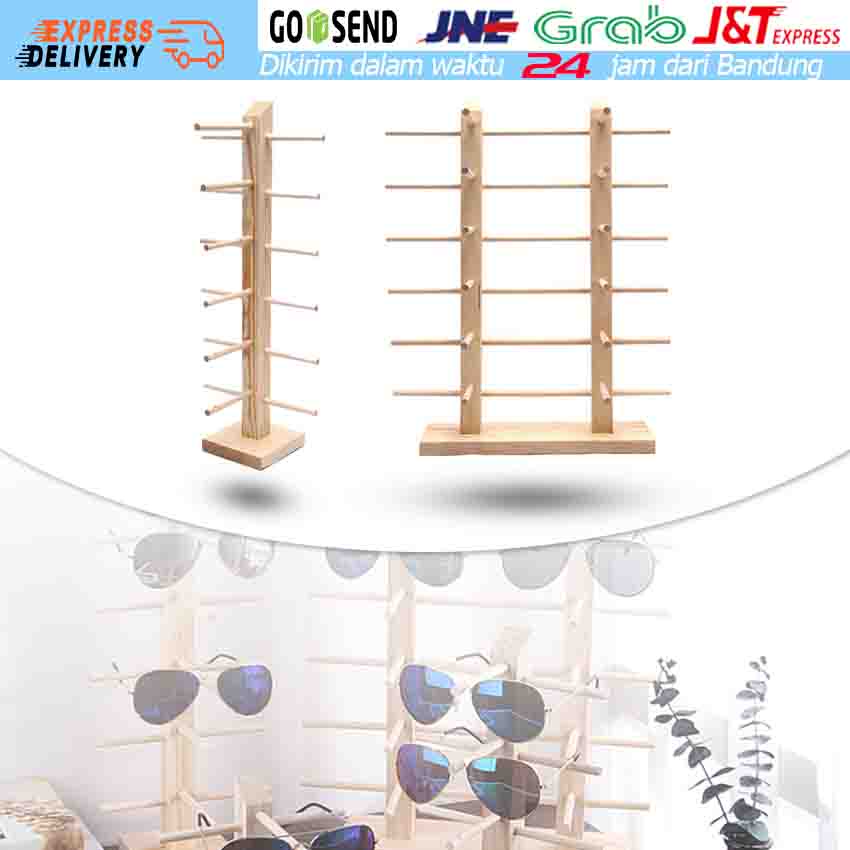 Rak Display Kacamata Kayu Acara Berdiri Tempat Perhiasan Wooden Holder for Sun Glass
