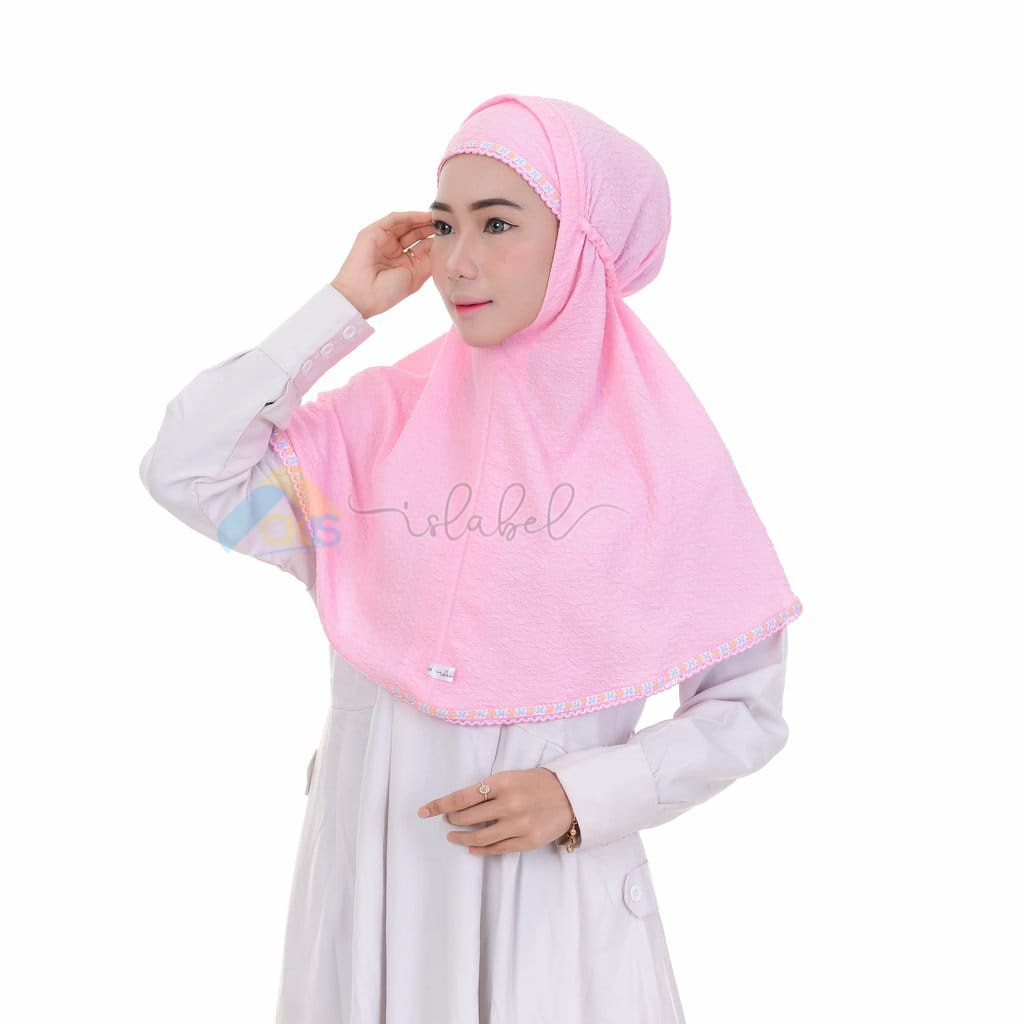 BERGO BAHIMA PINK -  Babat Alhikmah / Kerudung Alhikmah renda / Jilbab Babat Alhikmah