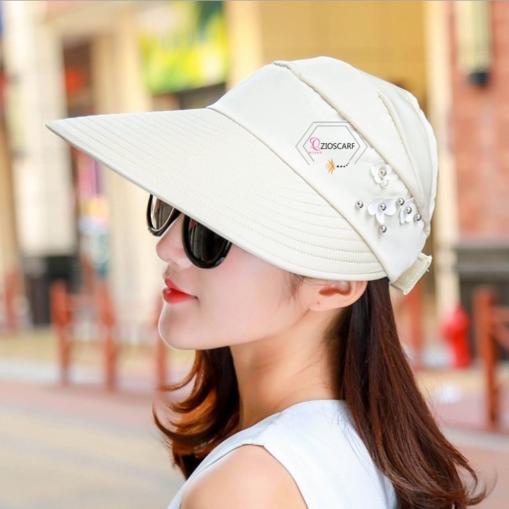 TOPI VISOR PANTAI OUTDOOR PELINDUNG ANTI UV MATAHARI TOPI LIPAT LEBAR WANITA PRIA IMPORT ZIO ZC