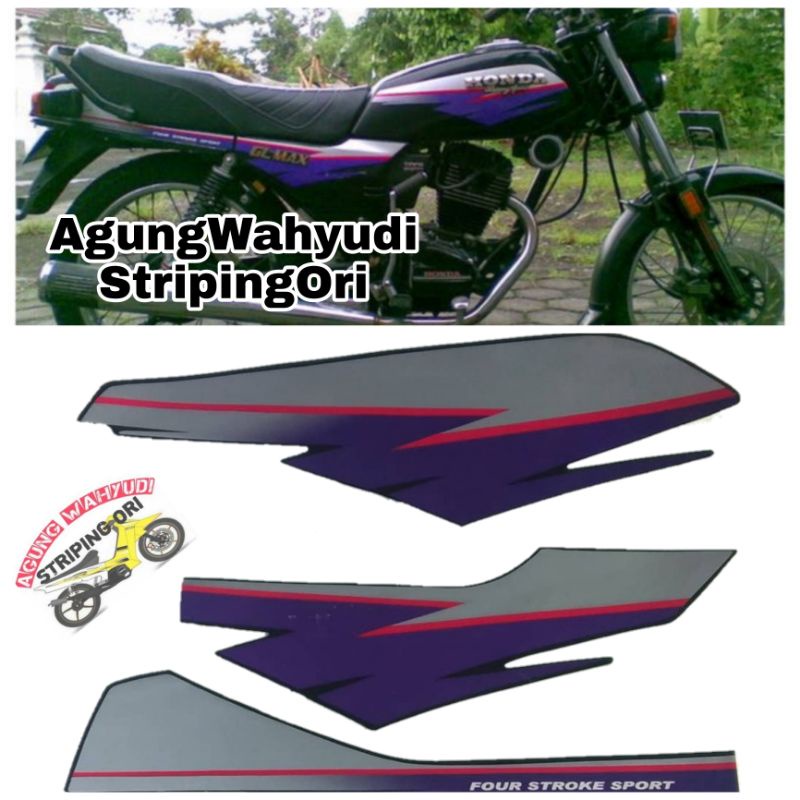 STIKER STRIPING LIS BODY MOTOR HONDA GL MAX 1995 SILVER UNGU VARIASI 1994 1996 GL PRO
