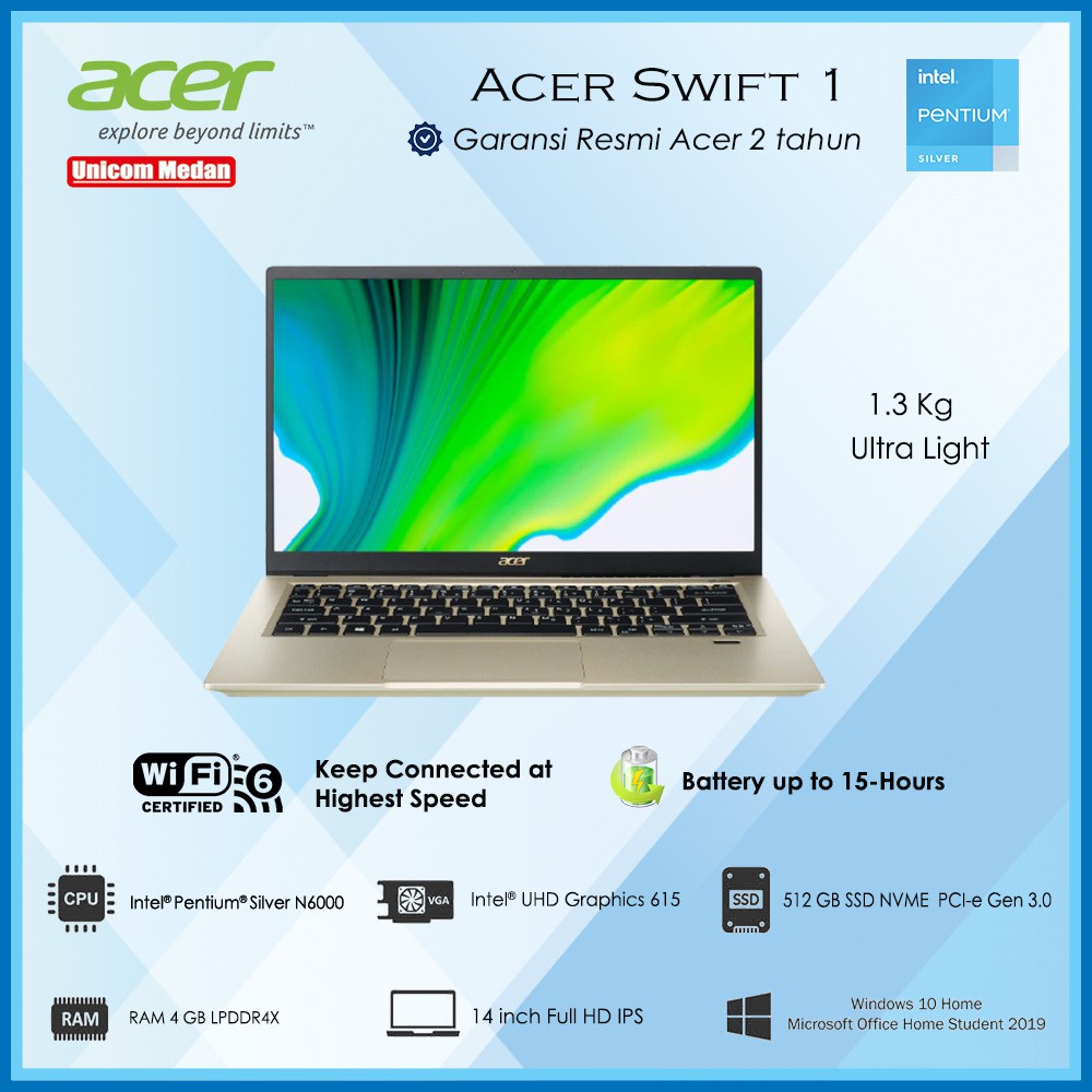 Acer Swift 1 Pentium Silver N6000 4GB 512 SSD OHS FHD