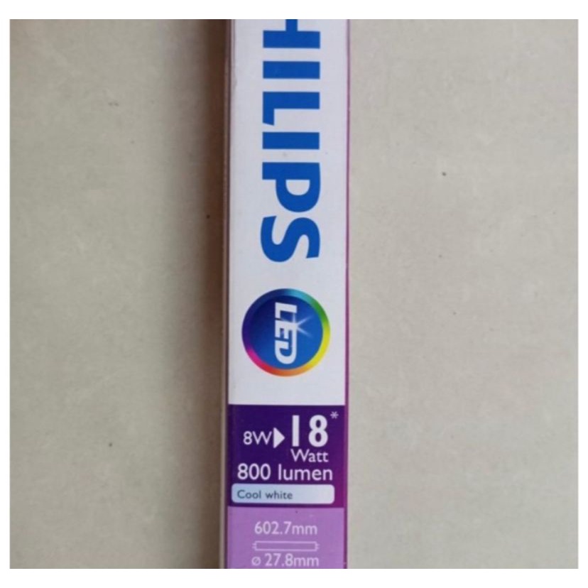 PHILIPS Lampu TL Led Tube T8 Ecofit 8 Watt 60cm Putih - Lampu Neon TL LED Setara 18 Watt