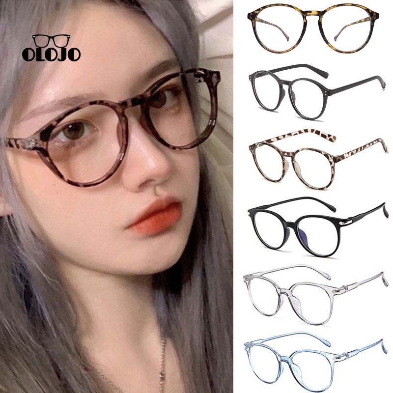 COD Kacamata Anti Radiasi Kacamata Leopard Lensa Transparan Korea Wanita Untuk Pria Dan Wanita Fashion Gaya retro flat Eyeglasses OLO