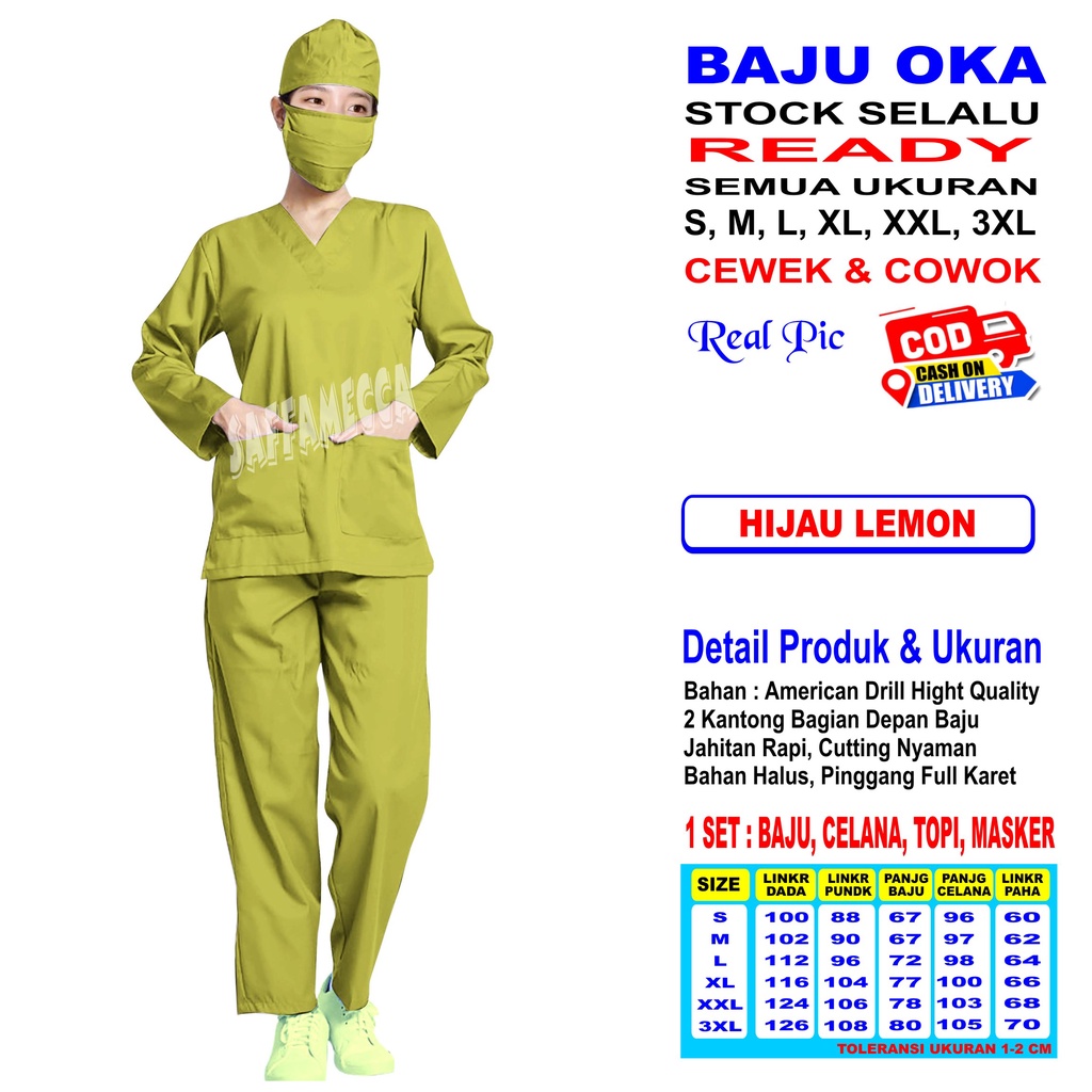 BAJU OK   BAJU OKA   SCRUB MEDIS   BAJU JAGA  BAJU MEDIS  LENGAN PANJANG HJ READY