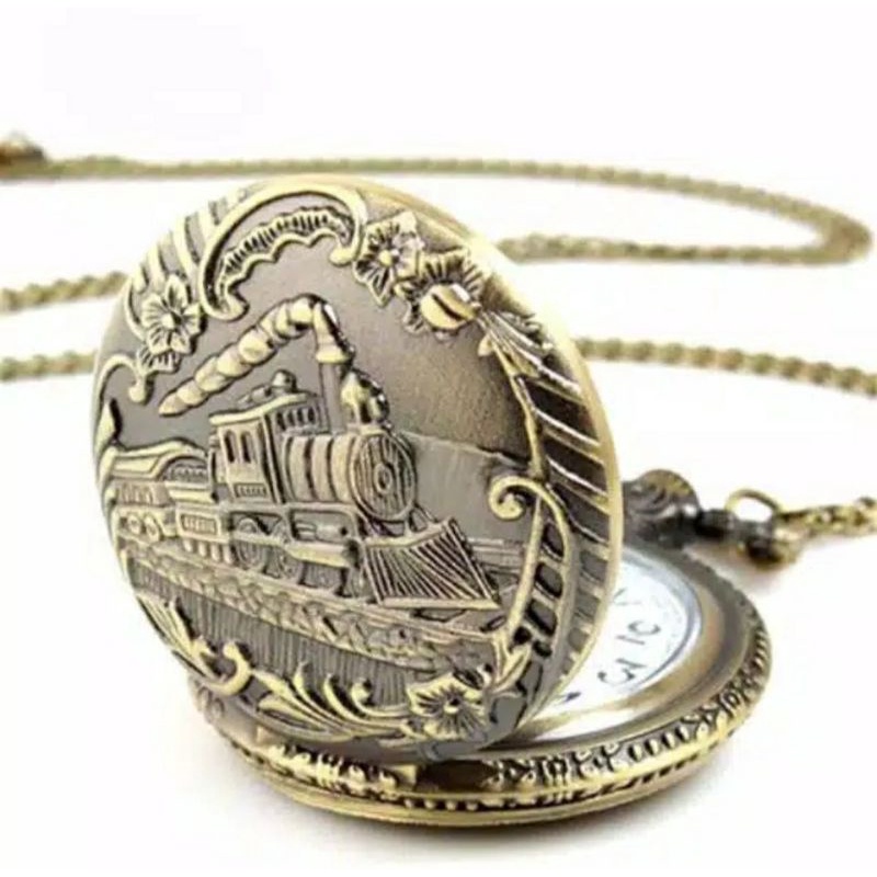 The Best Shiying Huai Desk Beautifully Carved Train Nostalgic Version Classic Pocket Watch - BRONZE