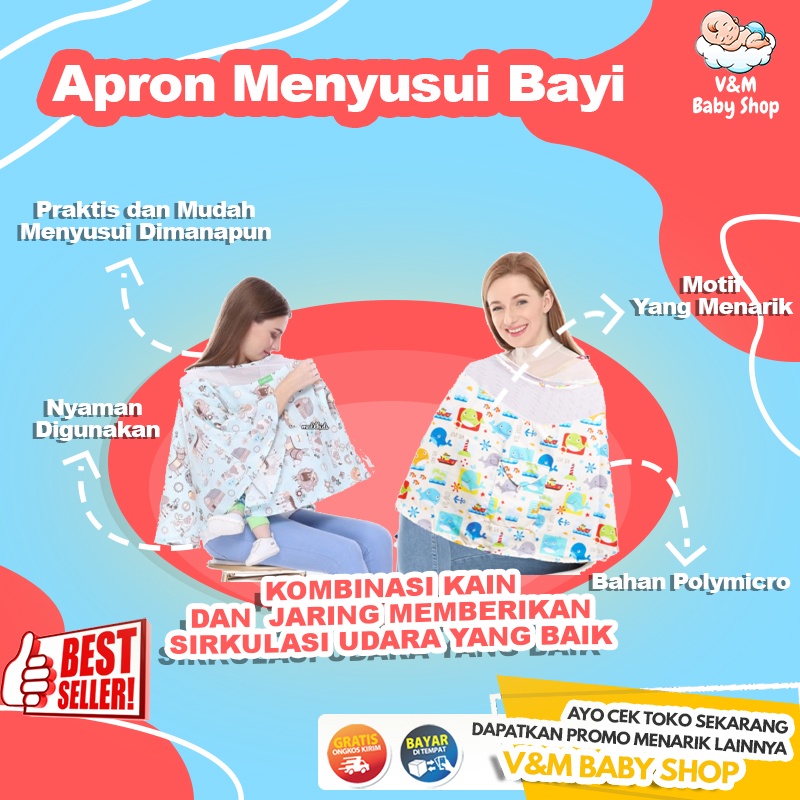 VnM049 | Apron Menyusui Bayi / Nursing Cover Baby / Celemek Penutup Menyusui Bayi Melingkar Lanugo