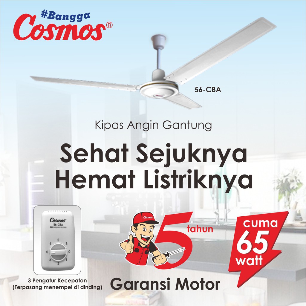 Kipas Angin Ceiling Fan Cosmos 56-CBA Baling 56 Inch Plafon Atap Dak Ruang Tamu 56 CBA ORI