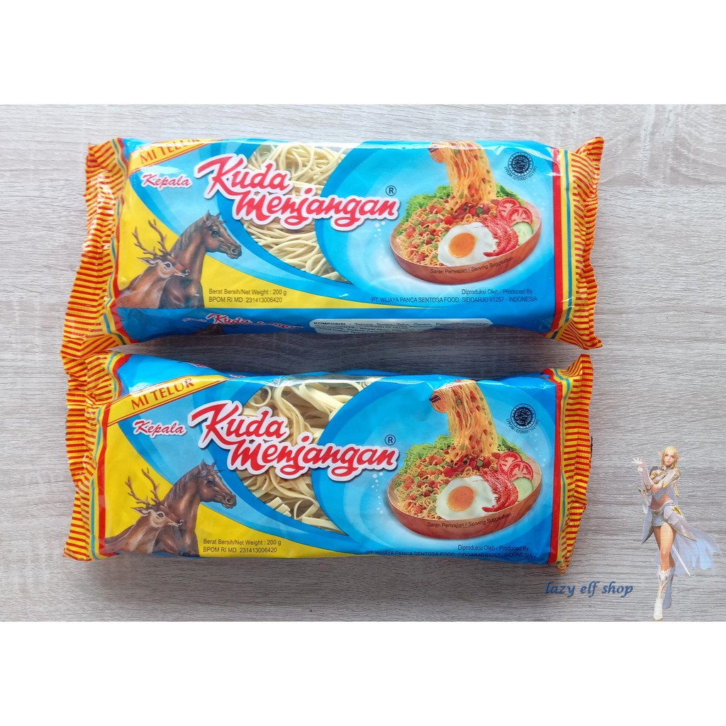 mie telor halus kecil dan lebar kuda menjangan 200gr mi