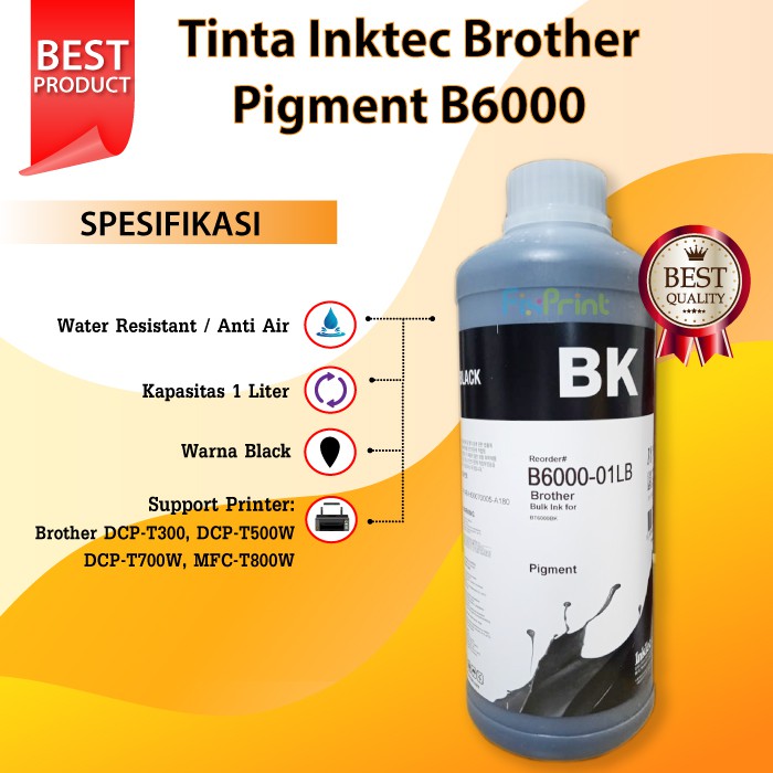 Tinta Refill Inktec Pigment B6000-01LB Black Printer DCP T300 DCP-T500