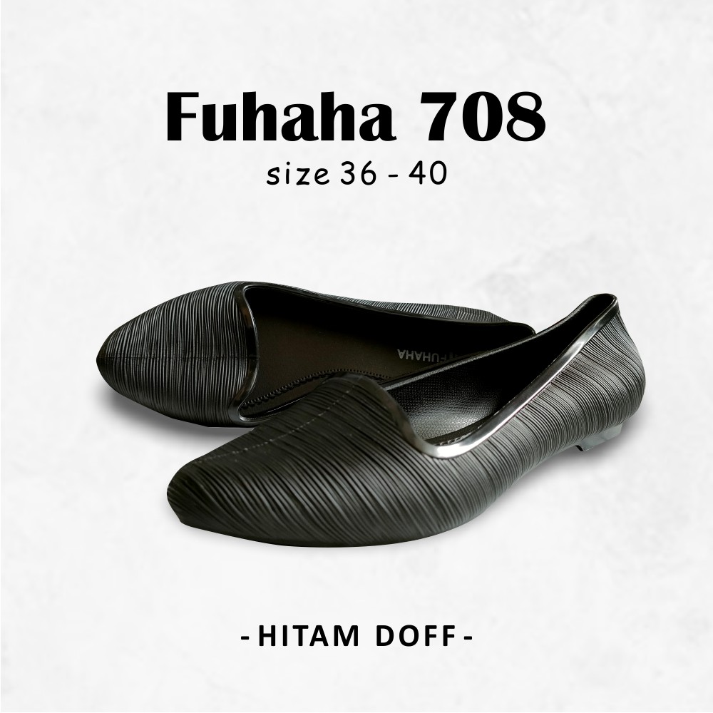 Sepatu flat wanita Fuhaha 708 warna hitam doff