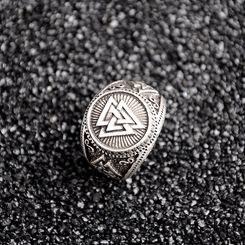 Nordic mitologi Viking vintage aoding logo ornamen pria cincin hipster kreatif sederhana aksesoris c