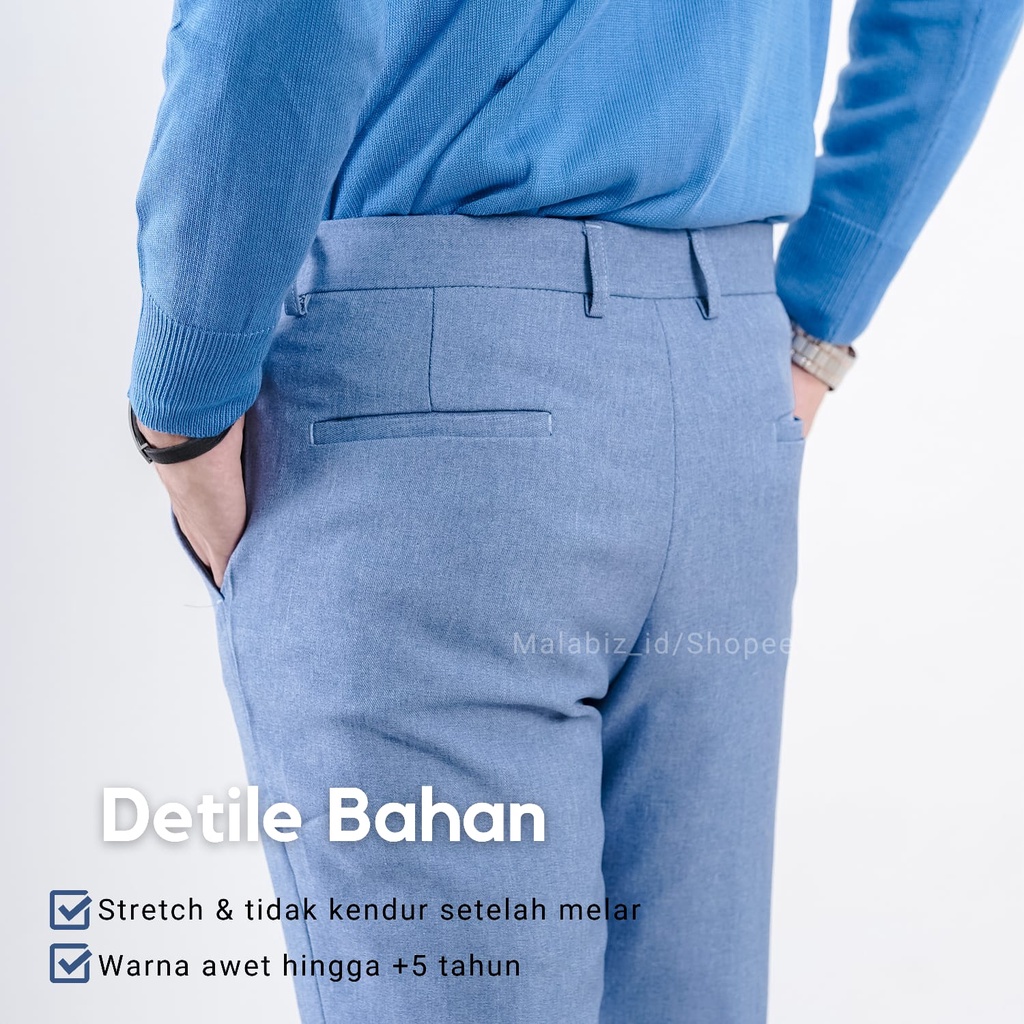 SEVEN SEAS - Celana Formal Modern Slim Fit Untuk Cassual dan Bisnis Warna Soft Blue