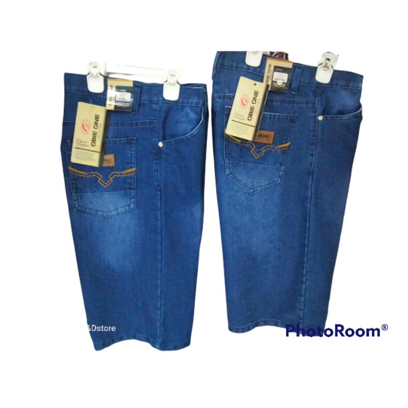 celana jeans pendek pria OBIE 7/8, kualitas DISTRO