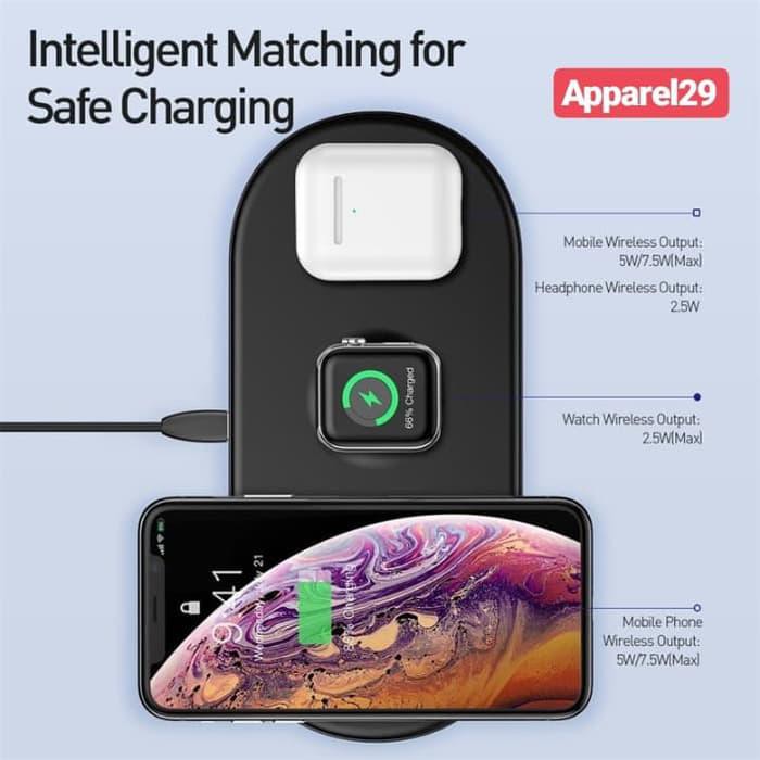 3 IN 1 PAD WIRELESS CHARGER BASEUS IPHONE AIRPODS IWATCH APPLE