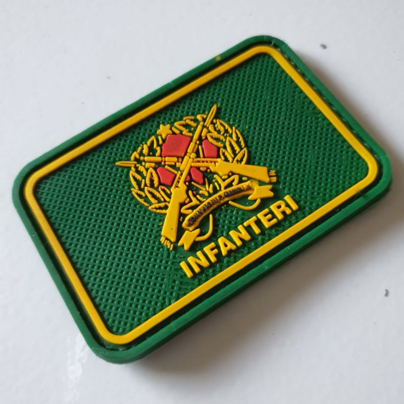 PATCH RUBBER LOGO INFANTRI TNI-AD/TEMPELAN EMBLEM KARET VELCRO ARMY