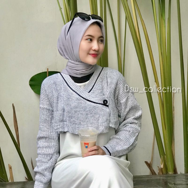 Ziolaa Outer Crop | Outer cardi rajut | Atasan crop | Elea twist crop knite