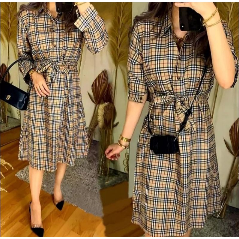 Dres Kotak Burberry Classic/ Tunik Wanita Terbaru/ COD (BAYAR DITEMPAT)