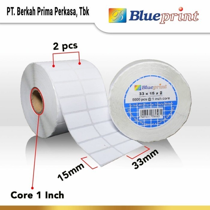

Blueprint Stiker Barcode Semicoated 33 x 15 x 2 -Label 33x15 mm 2 Line