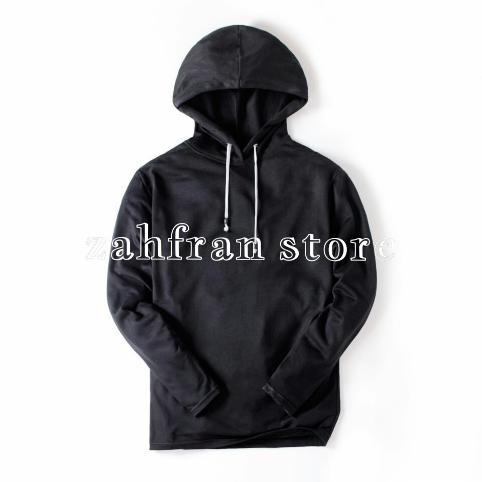 kaos hoodie lengan panjang pria dan wanita/kaos kupluk polos lengan panjang