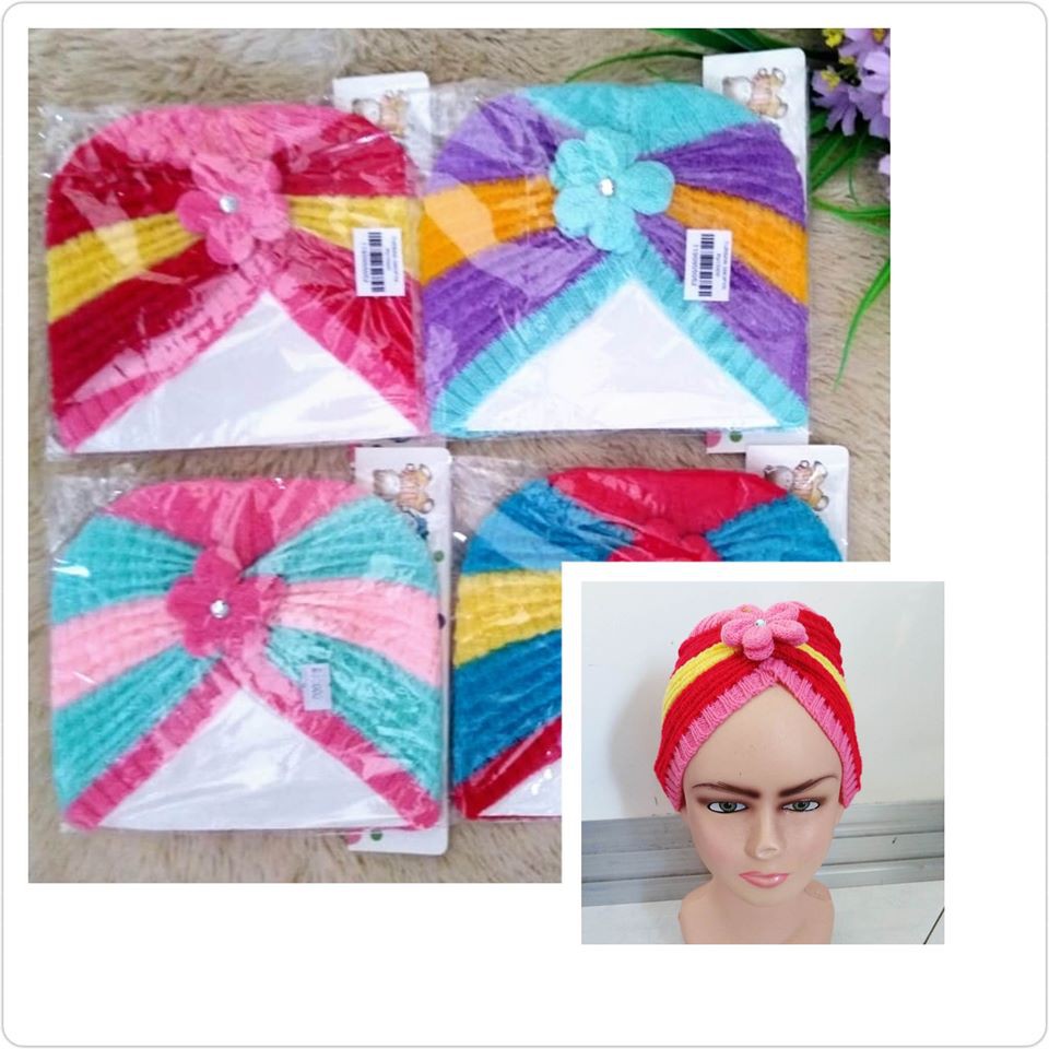 Topi Bayi Turban Rajut Warna Usia 0 Sd 12 Bulan