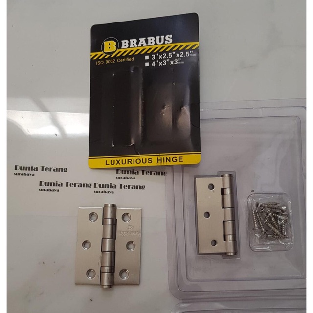 Engsel Stainless BRABUS 3in Bearing / 3&quot;x2,5&quot;x2,5mm SS Luxorius Hinge / Engsel Jendela 3 in Tebal