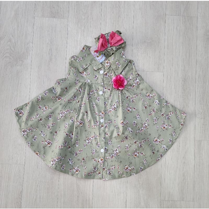 Baju bayi perempuan dress kipas + bandana