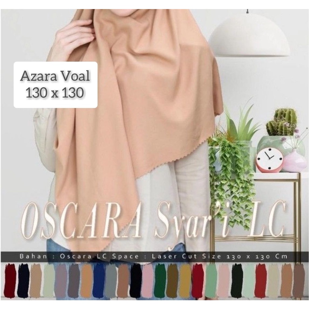 JILBAB SEGIEMPAT POLOS JUMBO OSKARA SYARI 130X130 AZARA LASER CUT
