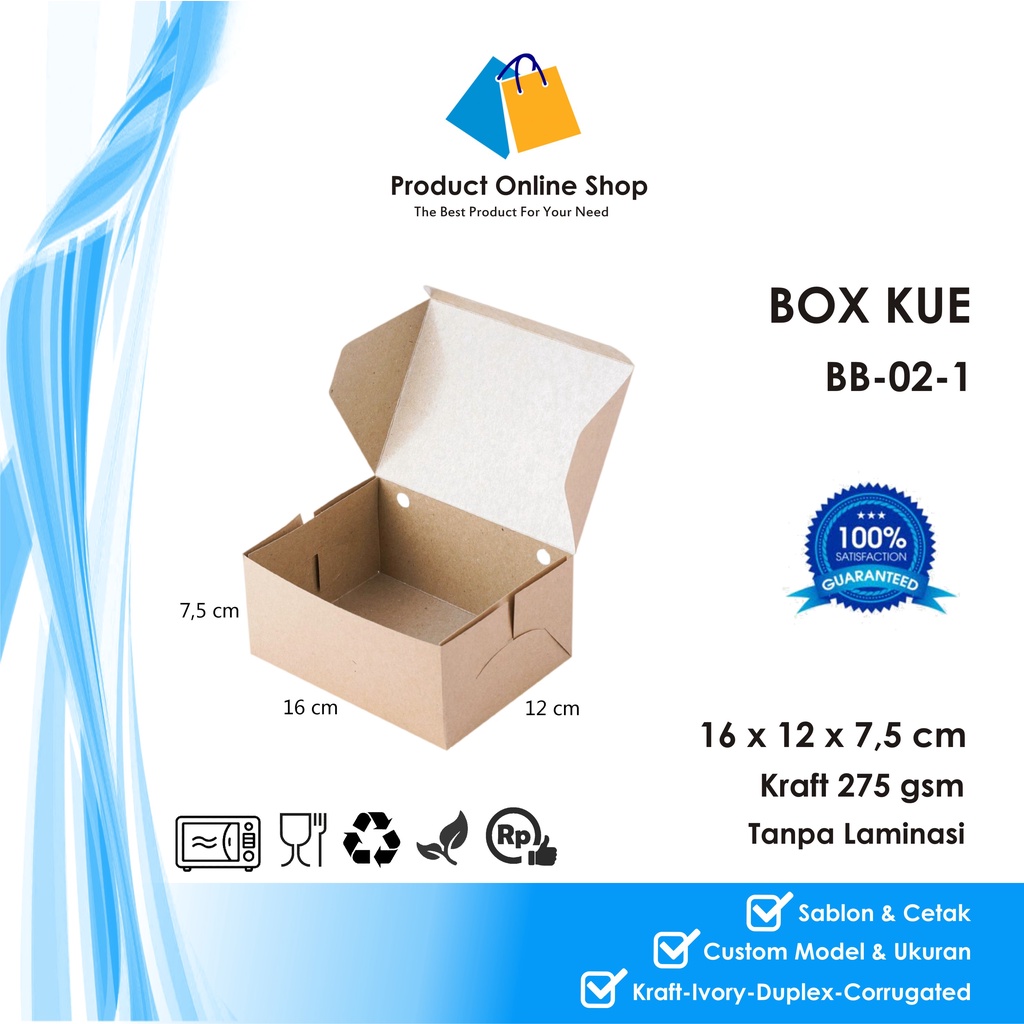 

BOX DUS KOTAK HAMPERS MAKANAN NASI ROTI KUE SNACK 16x12x7,5 cm KRAFT PAPER 275 gsm