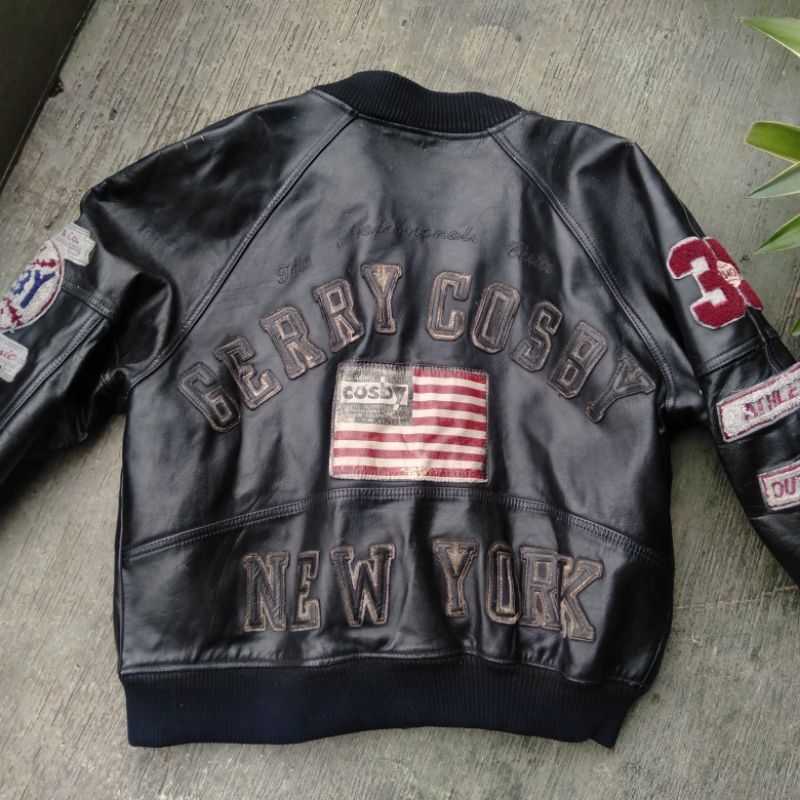 jaket kulit pria GERRY COSBY MLB MSG VARSITY VINTAGE RARE ITEM