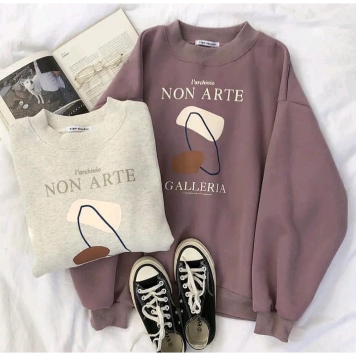 NON ARTE GALLERIA OVERSIZE SWEATER OBLONG CREWNECK WANITA
