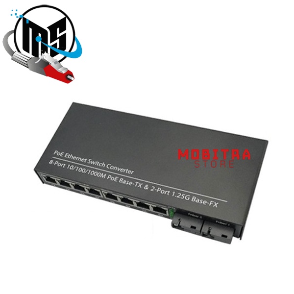 Media Converter 2 SC 8 LAN Gigabit PoE | Ethernet Fiber Switch 2 Port FO 8 Port LAN Gigabit PoE