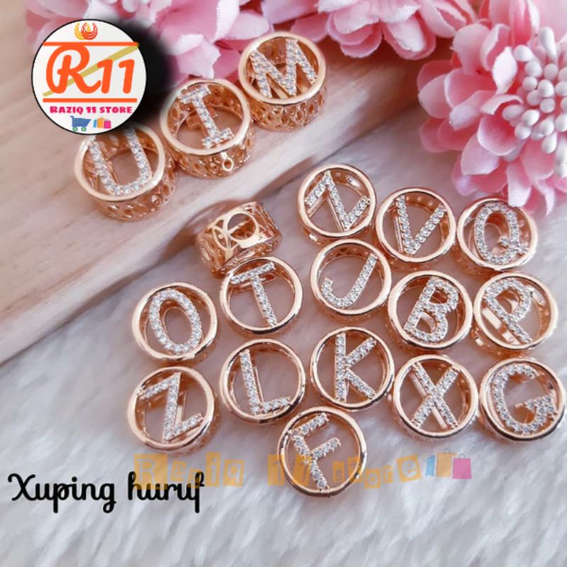 Charm Liontin Huruf Inisial Xuping Bahan Gelang Tali Gelang Kawat