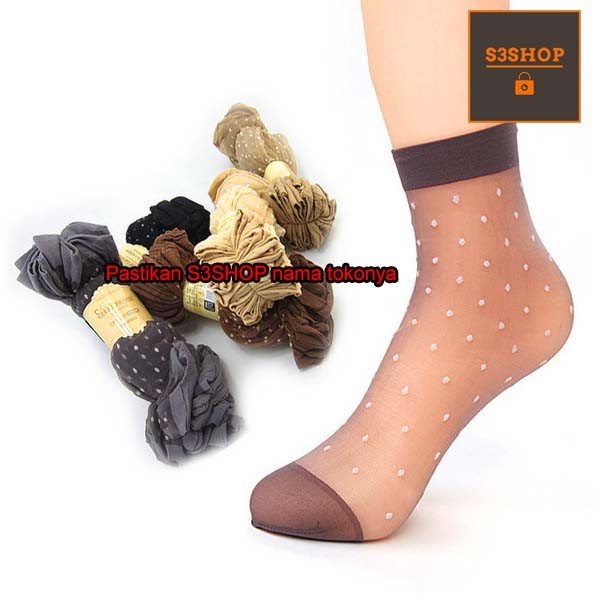 Kaos Kaki Kerja Stocking Motif Wanita Transparan Tipis Silky Socks