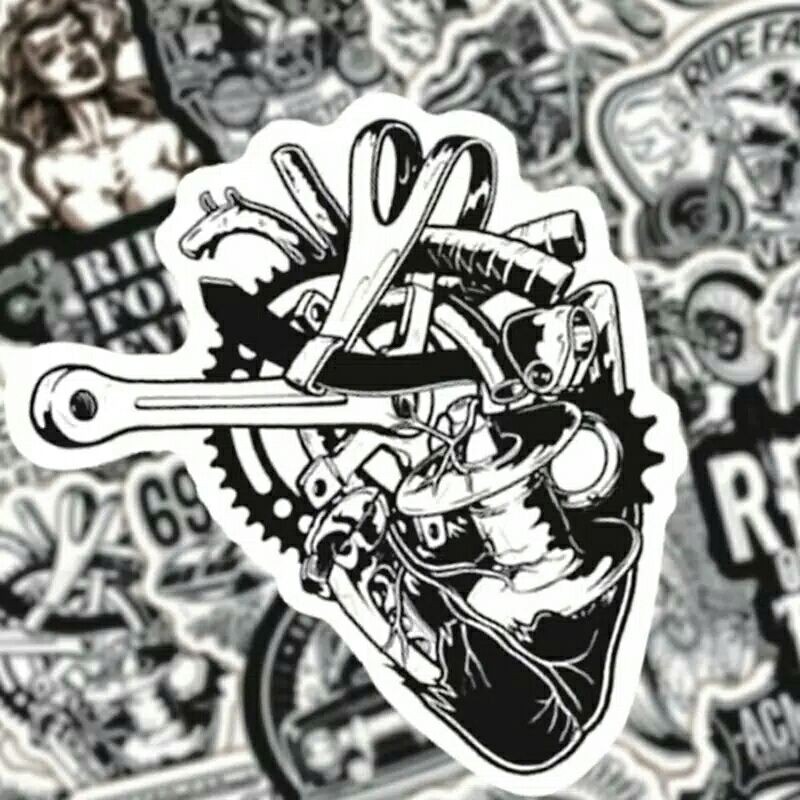 Sticker Biker gothic bw