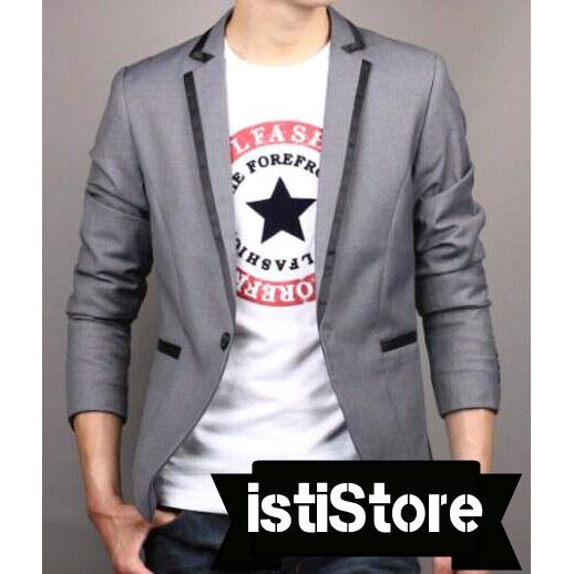 Jas blazer  pria  grey jas formal blazer  gaya murah 