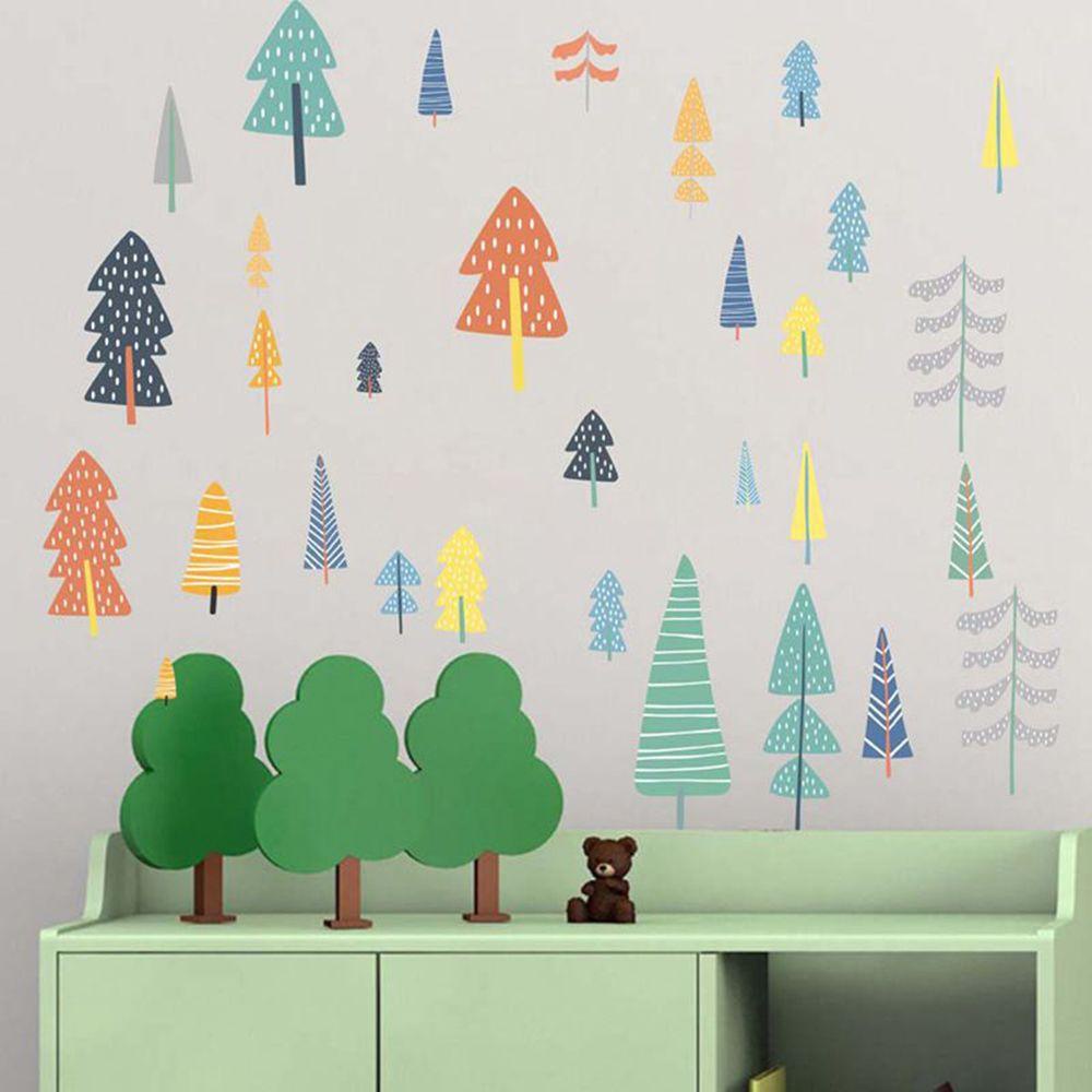 Nickolas1 Stiker Dinding Gaya Nordic Tree Woodland Dekorasi Kamar Bayi