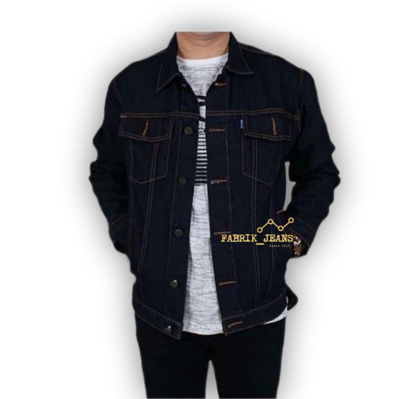 Jaket Jeans Pria BIG SIZE BLUE BLACK JUMBO/Jaket Jeans Cowok BLUEBLACK JUMBO BIGSIZE