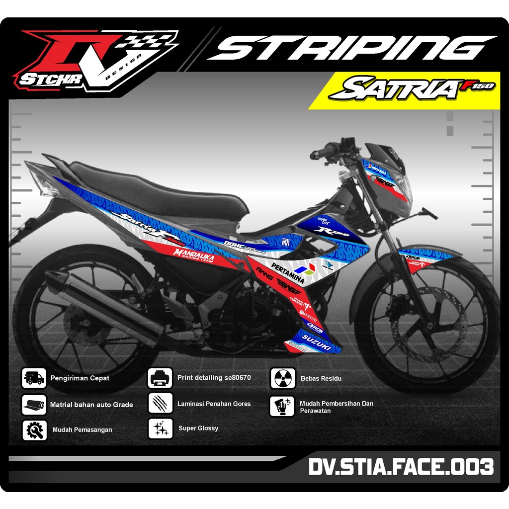 STRIPING SATRIA FU 150 MANDALIKA -STICKER  SATRIA FU FACELIFT PERTAMINA MANDALIKA DV-03