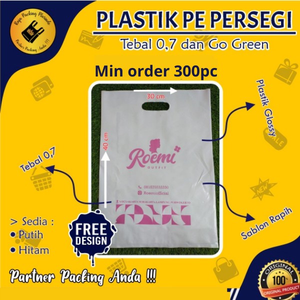 Plastik Sablon PE Gunung uk 30x41 PE Persegi Uk 30x40 Tebal 07 Plastik Sablon Packing Olshop