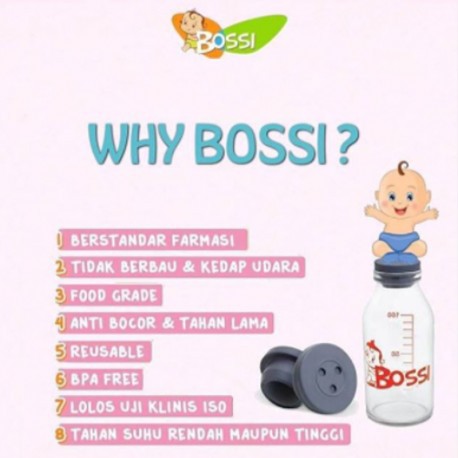 Botol ASI BOSSI Kaca 50ml 100ml isi 8 botol asi ASIP ASI Perah BPA FREE Termurah BKA Babymaniashop