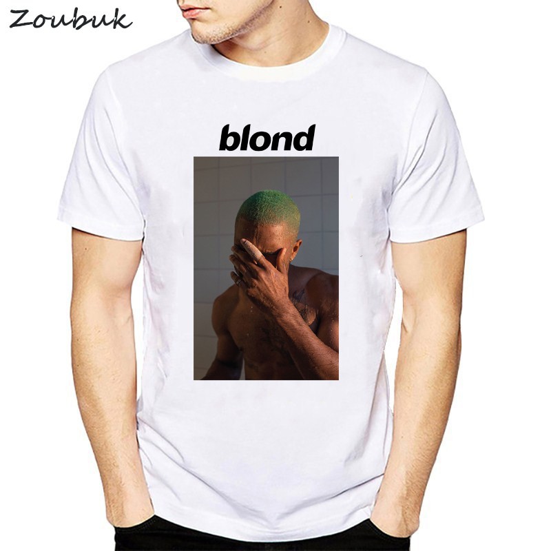Terlaris Frank Ocean Rambut Pirang T Shirt Pria Huruf Cetak T-shirt Pria Putih Grafis Lengan Pendek